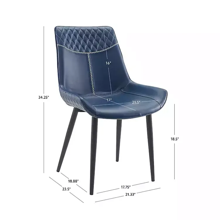Dining Chairs-Kirklands Home Faux Leather Stitched Chairs, Set of 2 Blue