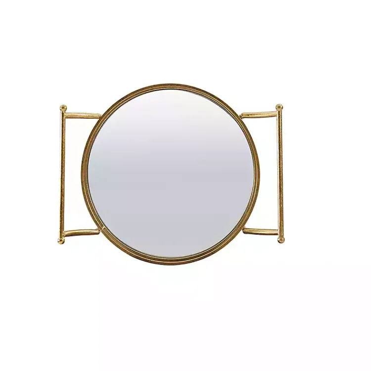 Kitchen Islands & Bar Carts-Kirklands Home Gold Metal Frame Bar Cart with Mirrored Shelves