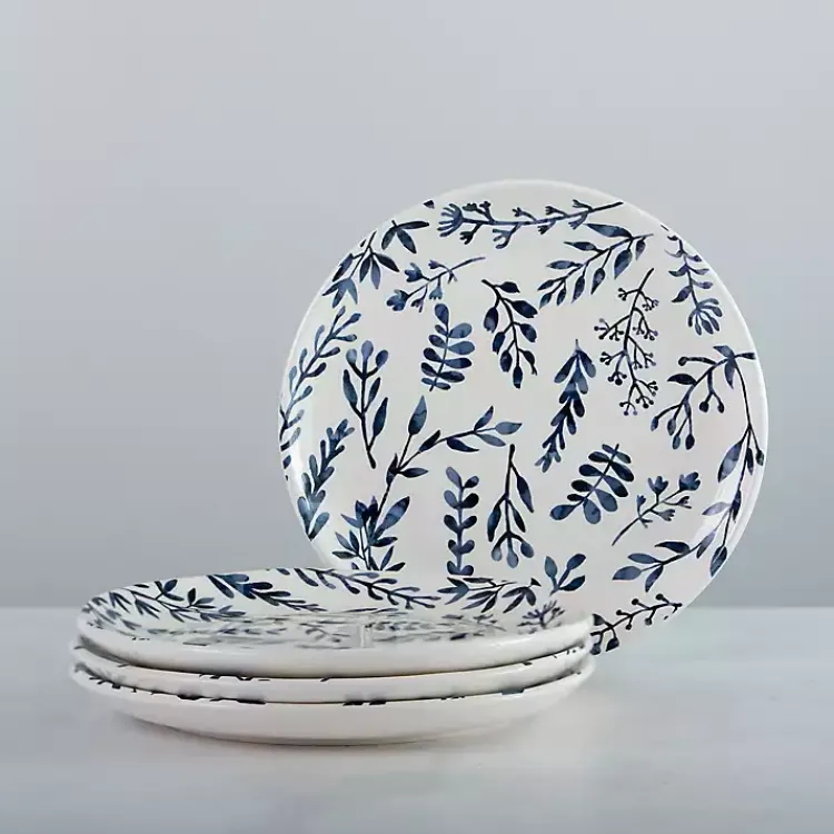 Dinnerware-Kirklands Home White and Blue Vines Salad Plates, Set of 4