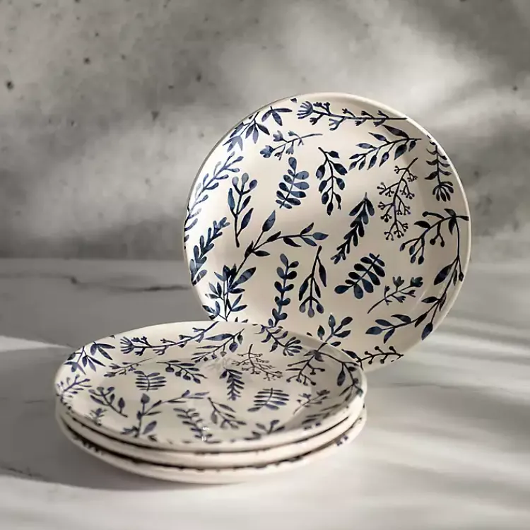 Dinnerware-Kirklands Home White and Blue Vines Salad Plates, Set of 4