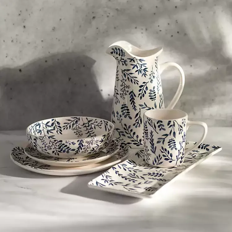 Dinnerware-Kirklands Home White and Blue Vines Salad Plates, Set of 4