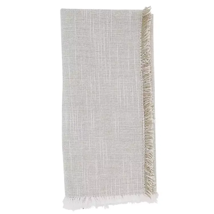 Table Linens-Kirklands Home Tan and White Two-Tone Fringe Napkins, Set of 4