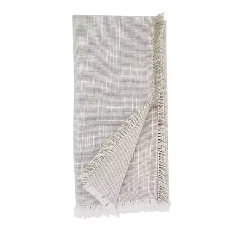 Table Linens-Kirklands Home Tan and White Two-Tone Fringe Napkins, Set of 4