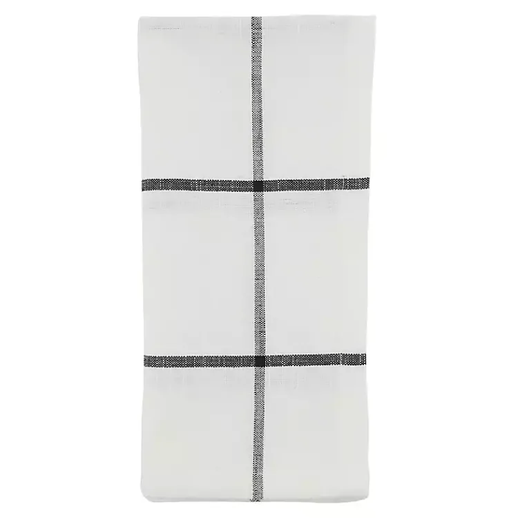 Table Linens-Kirklands Home White and Black Plaid Cotton Napkins, Set of 4
