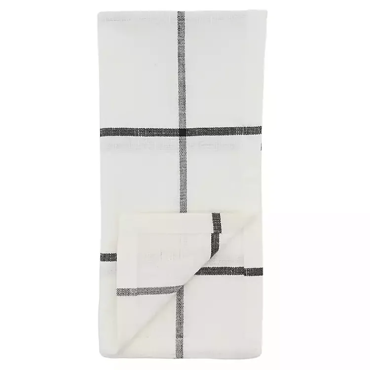 Table Linens-Kirklands Home White and Black Plaid Cotton Napkins, Set of 4