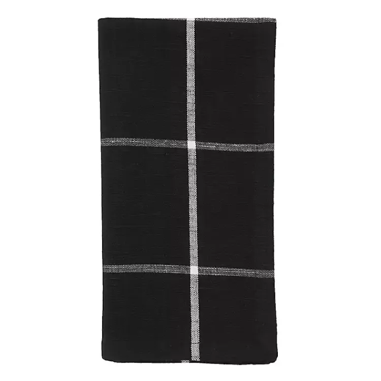 Table Linens-Kirklands Home Black and White Plaid Cotton Napkins, Set of 4