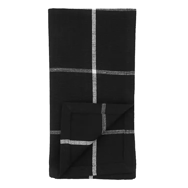 Table Linens-Kirklands Home Black and White Plaid Cotton Napkins, Set of 4