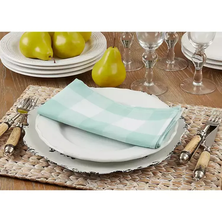 Table Linens-Kirklands Home and White Buffalo Plaid Napkins, Set of 4 Green