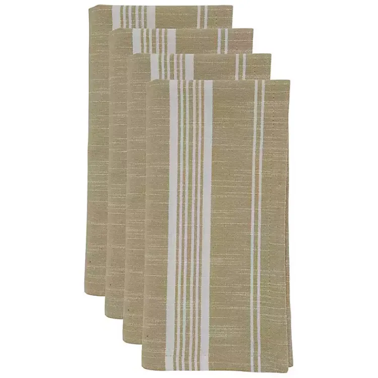 Table Linens-Kirklands Home and White Striped Napkins, Set of 4 Brown
