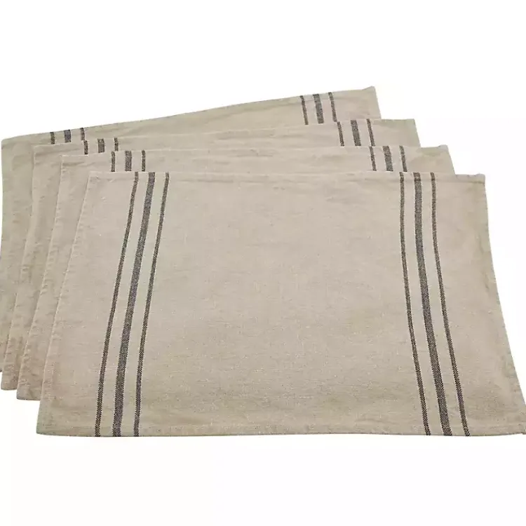 Table Linens-Kirklands Home Natural Everyday Striped Linen Placemats, Set of 4