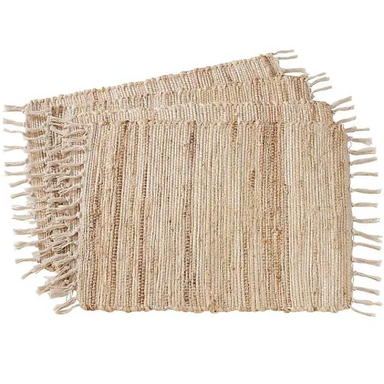 Table Linens-Kirklands Home Natural Chindi Tasseled Jute Placemats, Set of 4 Ivory