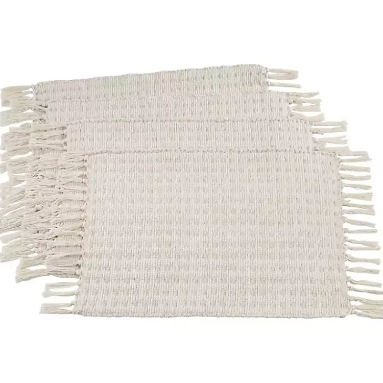 Table Linens-Kirklands Home Woven Dashed Placemats, Set of 4 Ivory