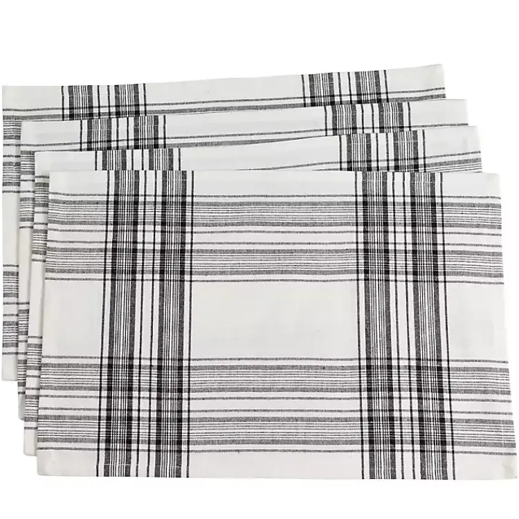 Table Linens-Kirklands Home Black and White Classic Plaid Placemats, Set of 4