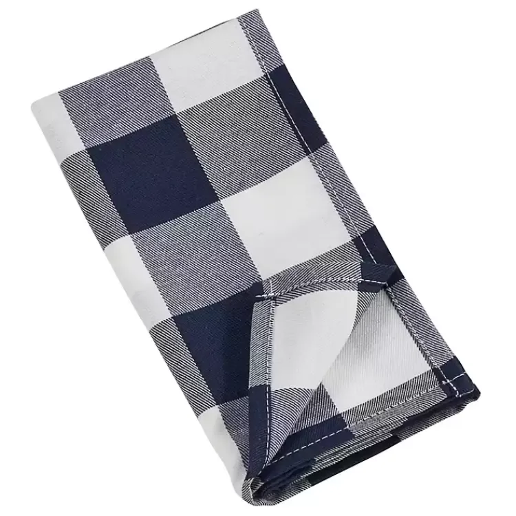 Table Linens-Kirklands Home Blue and White Buffalo Check Napkins, Set of 4