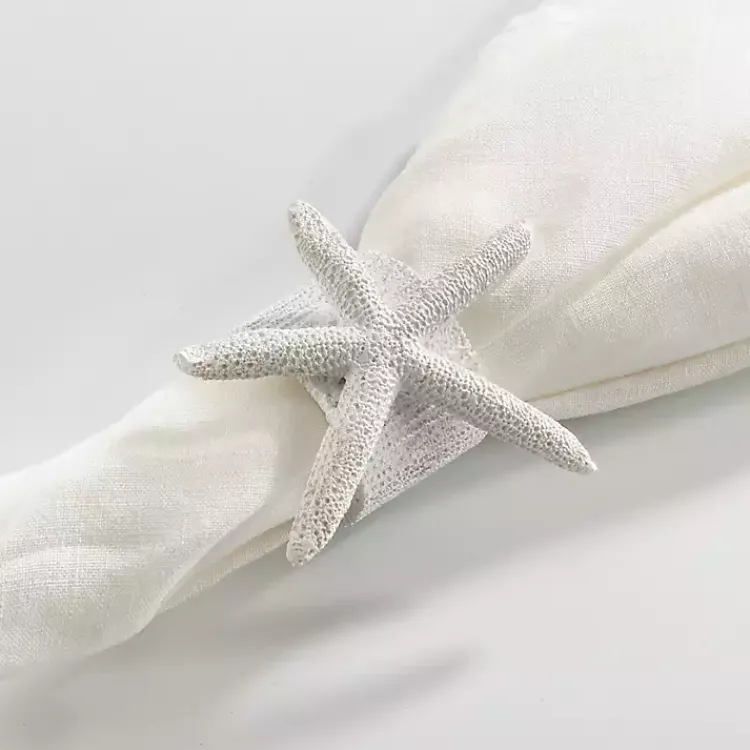 Table Linens-Kirklands Home White Starfish Napkin Rings, Set of 4
