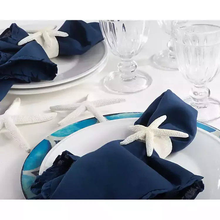 Table Linens-Kirklands Home White Starfish Napkin Rings, Set of 4