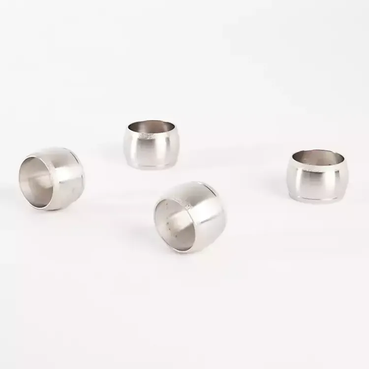 Table Linens-Kirklands Home Silver Metal Round Napkin Rings, Set of 4