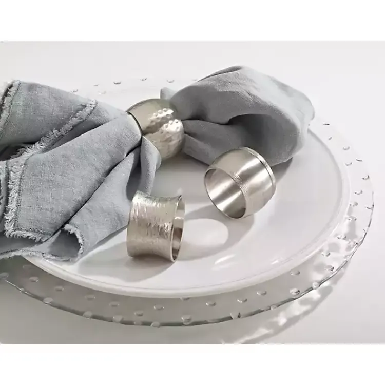 Table Linens-Kirklands Home Silver Metal Round Napkin Rings, Set of 4