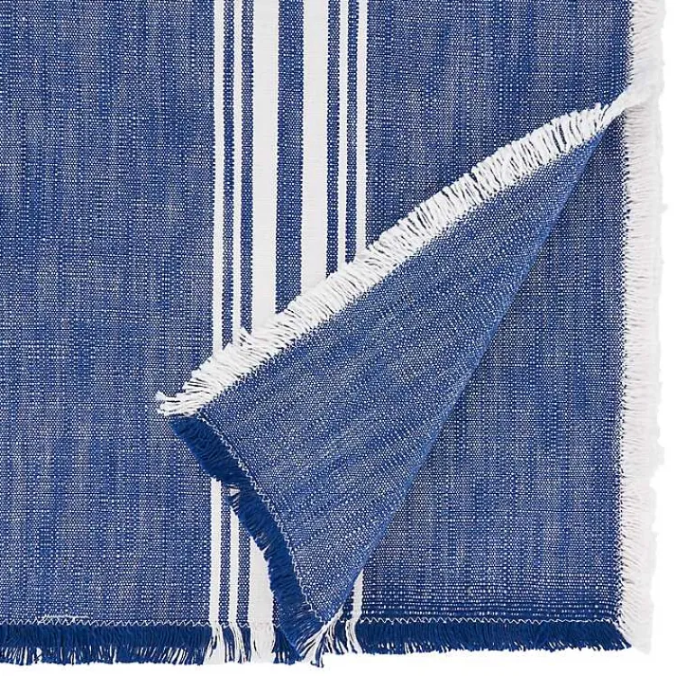 Table Linens-Kirklands Home Blue Striped Fringe Table Runner, 72 in.