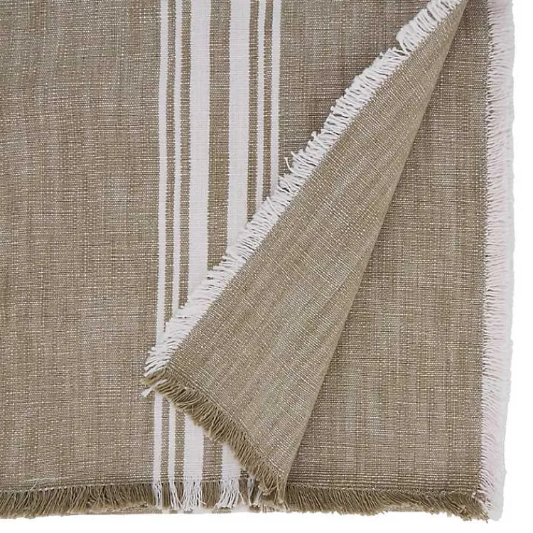 Table Linens-Kirklands Home Natural Striped Fringe Table Runner, 72 in. Tan