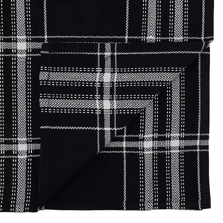 Table Linens-Kirklands Home Plaid Cotton Table Runner, 72 in. Black