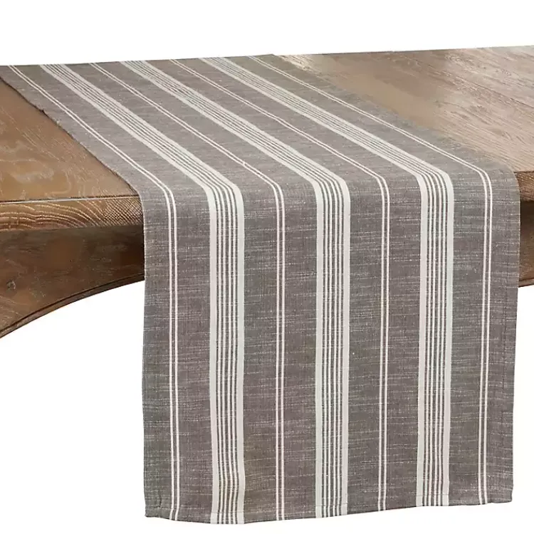 Table Linens-Kirklands Home Stone Gray Thin Striped Table Runner