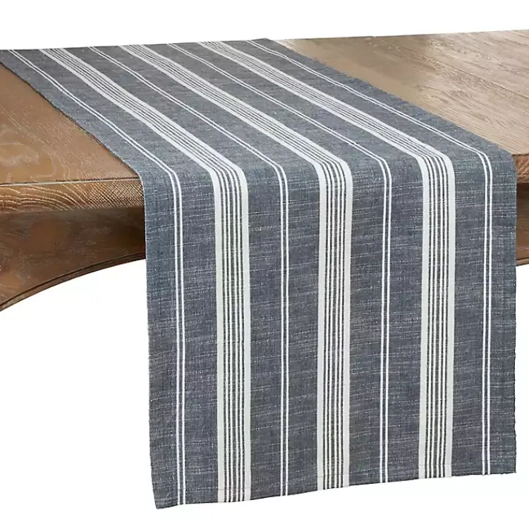 Table Linens-Kirklands Home Deep Blue Thin Striped Table Runner
