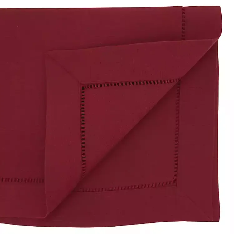 Table Linens-Kirklands Home Berry Hemstitch Border Table Runner Red