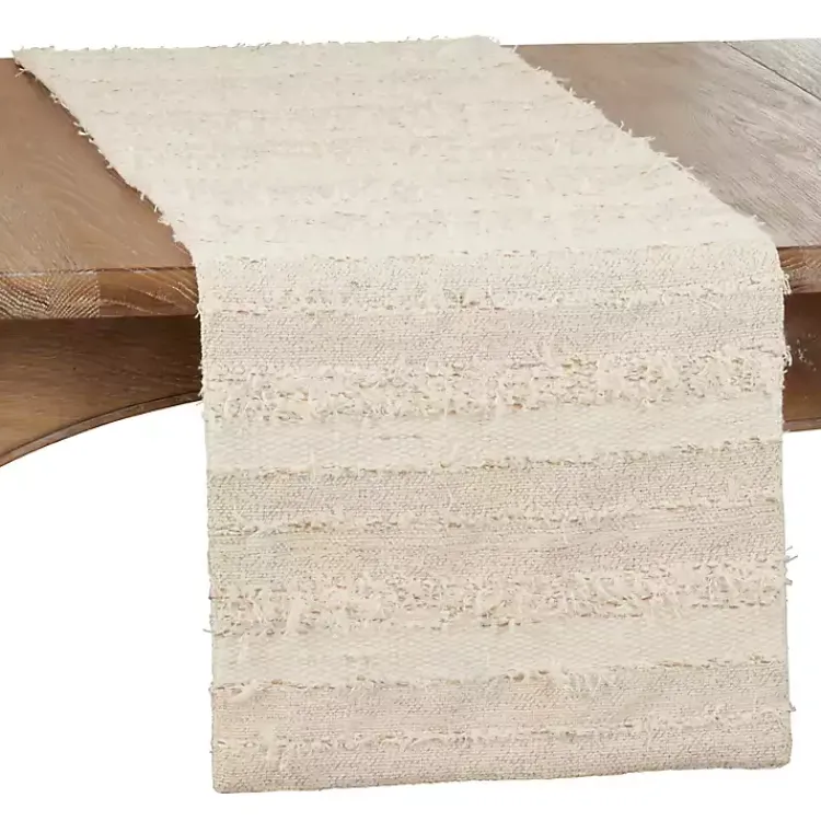 Table Linens-Kirklands Home Ivory and Sand Textured Stripe Table Runner