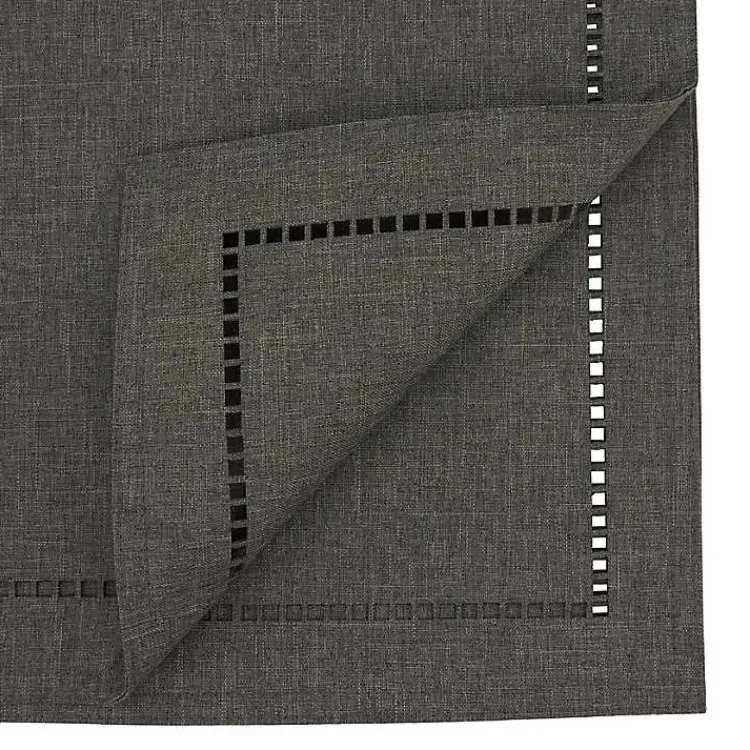 Table Linens-Kirklands Home Dark Hemstitch Border Table Runner Gray