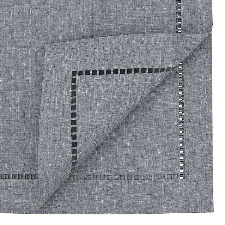 Table Linens-Kirklands Home Slate Hemstitch Border Table Runner Gray