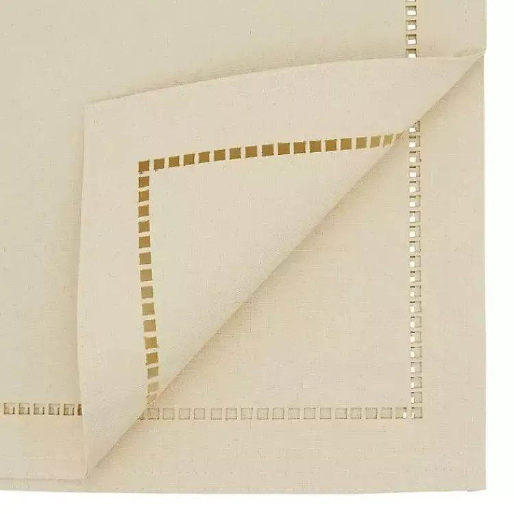 Table Linens-Kirklands Home Ivory Hemstitch Border Table Runner White