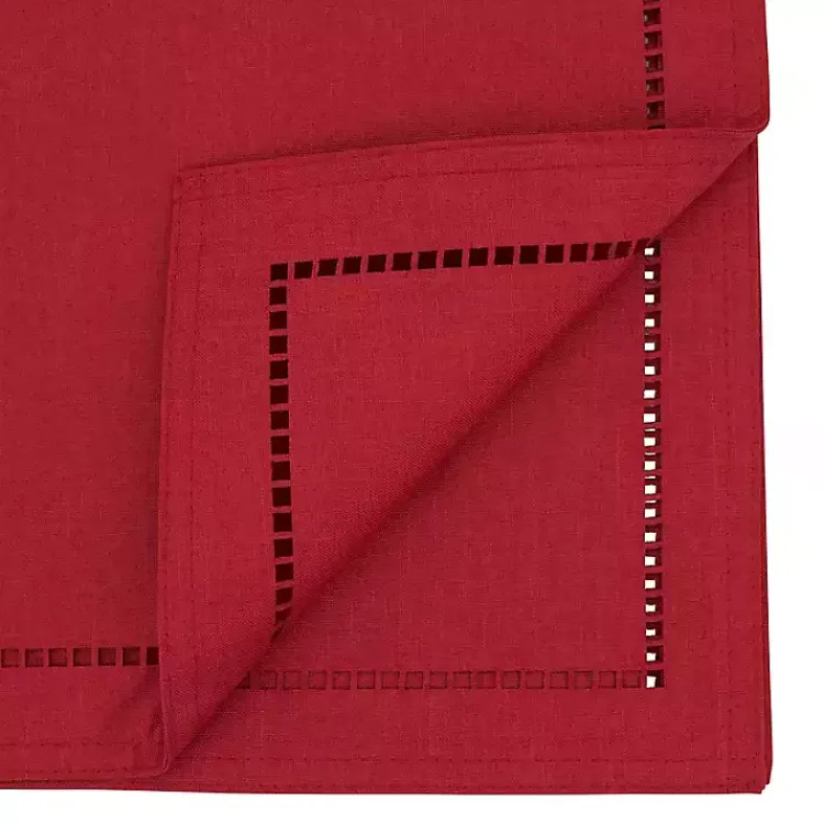 Table Linens-Kirklands Home Hemstitch Border Table Runner Red