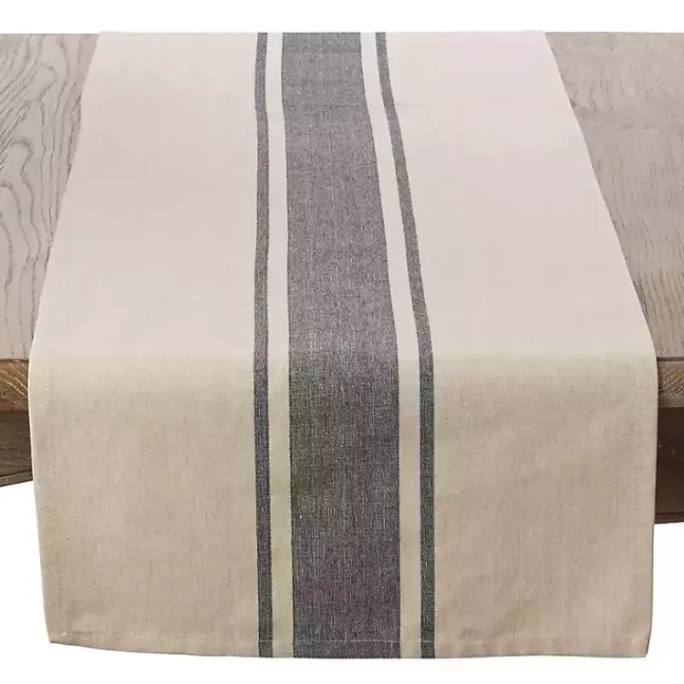 Table Linens-Kirklands Home Gray Banded Stripe Table Runner