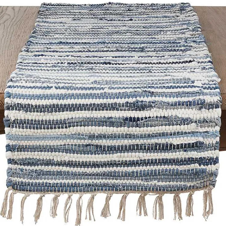 Table Linens-Kirklands Home Blue Striped Chindi Cotton Table Runner