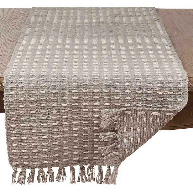 Table Linens-Kirklands Home Woven Dash Cotton Table Runner Gray