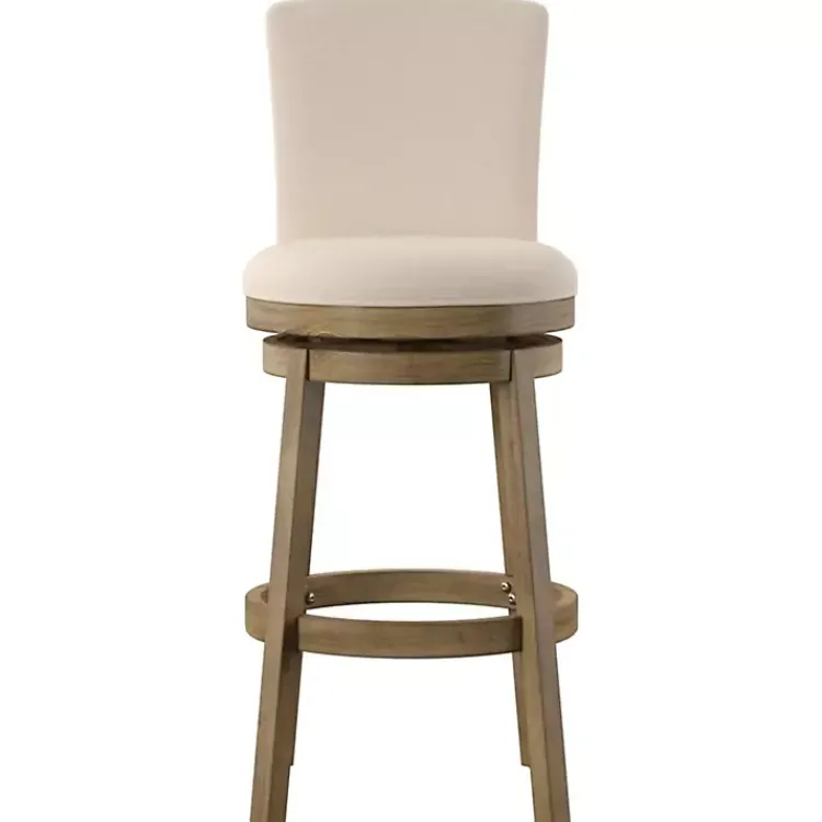 Bar Stools & Counter Height Stools-Kirklands Home Rustic Taupe Upholstered Swivel Bar Stool Tan