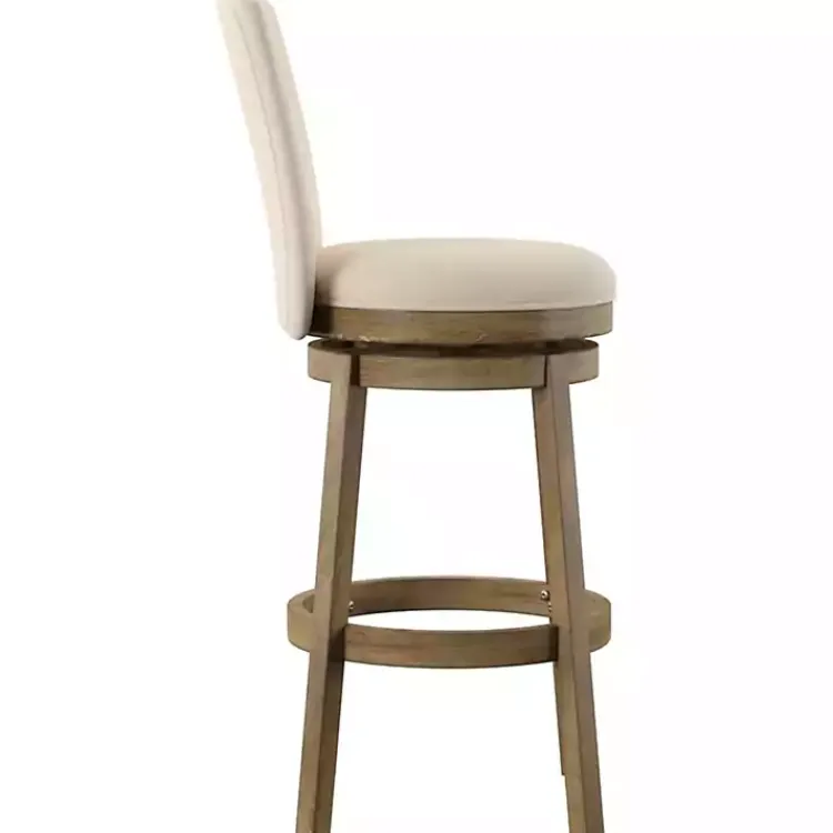 Bar Stools & Counter Height Stools-Kirklands Home Rustic Taupe Upholstered Swivel Bar Stool Tan