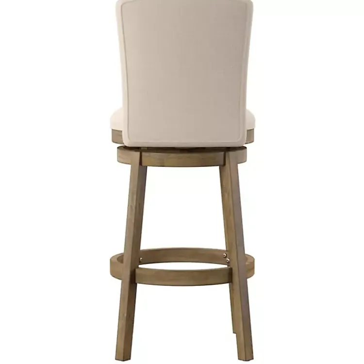 Bar Stools & Counter Height Stools-Kirklands Home Rustic Taupe Upholstered Swivel Bar Stool Tan