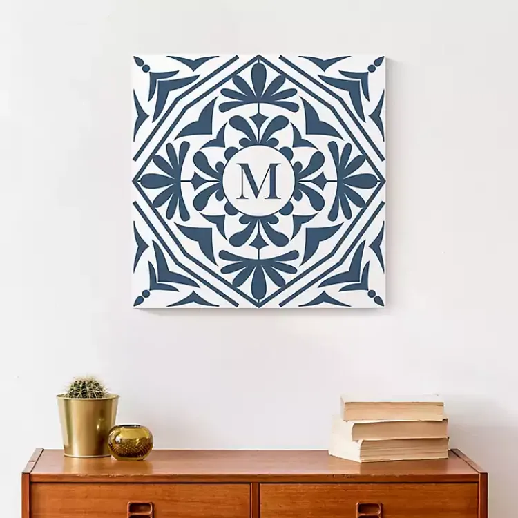 Monogram Wall Decor-Kirklands Home Personalized Blue Tile Monogram Wall Plaque