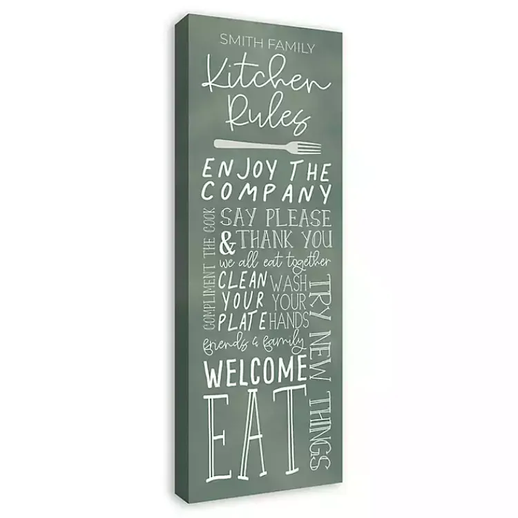 Wall Quotes & Signs-Kirklands Home Personalized Kitchen Rules Canvas Wall Plaque