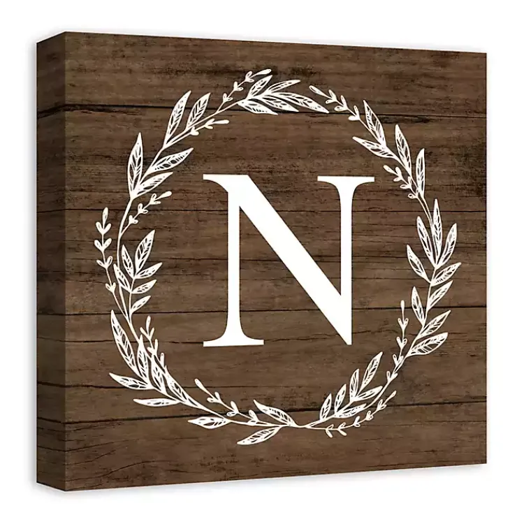 Monogram Wall Decor-Kirklands Home Personalized Shiplap Wreath Canvas Wall Plaque