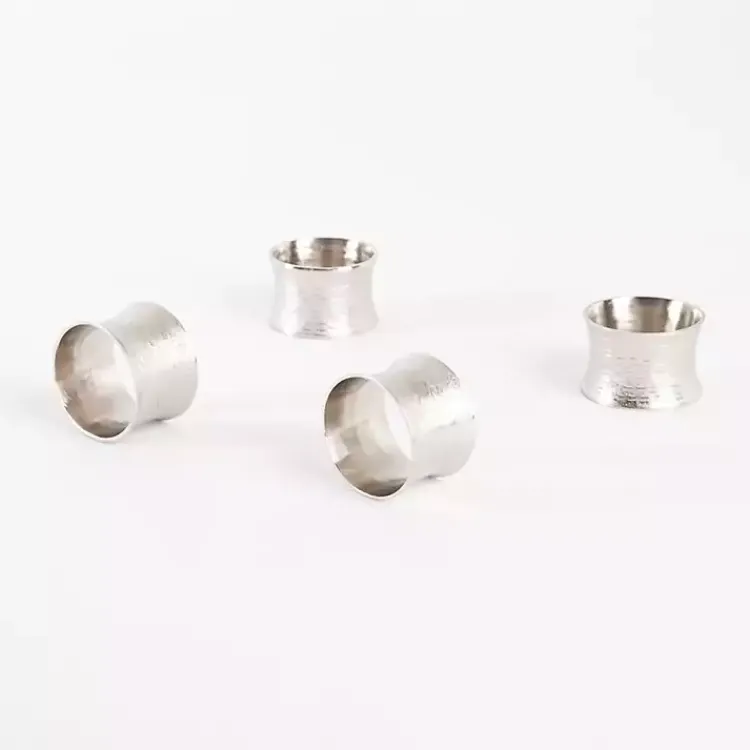 Kitchen Accessories-Kirklands Home Hammered Metal Napkin Rings, Set of 4 Silver