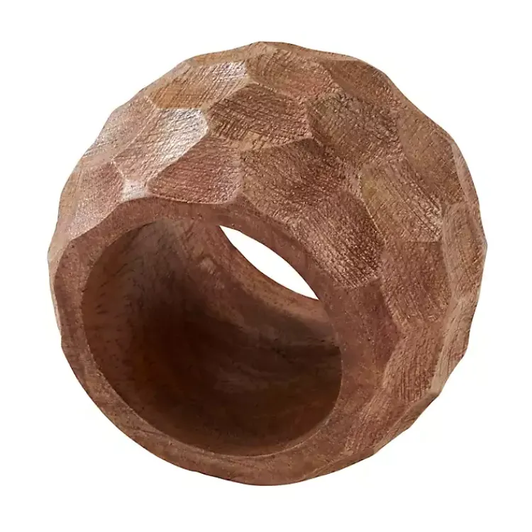 Kitchen Accessories-Kirklands Home Pitted Chunky Mango Wood 4-pc. Napkin Ring Set Brown