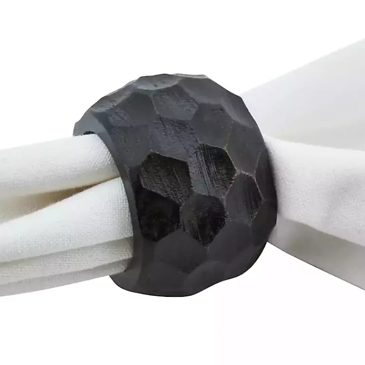 Table Linens-Kirklands Home Mango Wood Chunky Napkin Rings, Set of 4 Brown