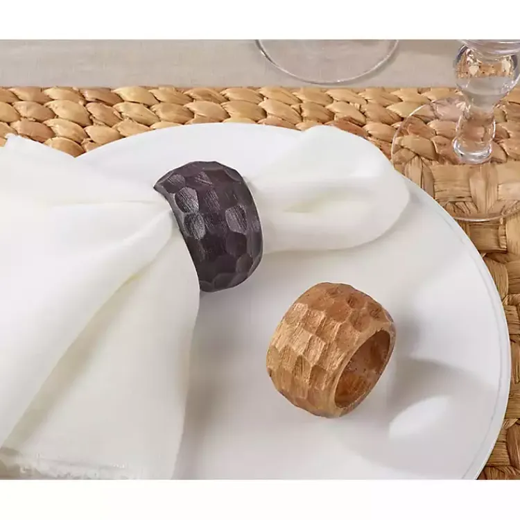 Table Linens-Kirklands Home Mango Wood Chunky Napkin Rings, Set of 4 Brown