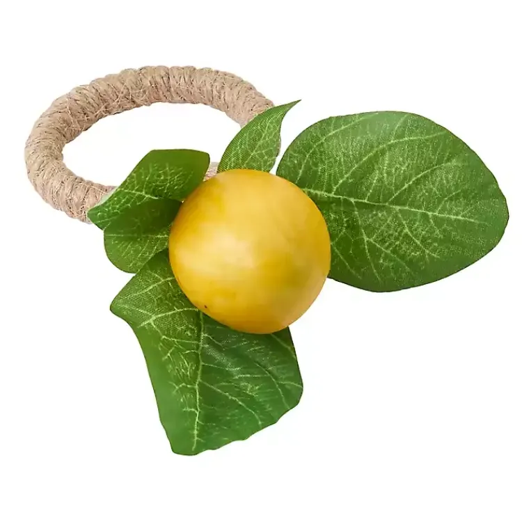 Table Linens-Kirklands Home Lemon Leaf Rope Napkin Rings, Set of 4
