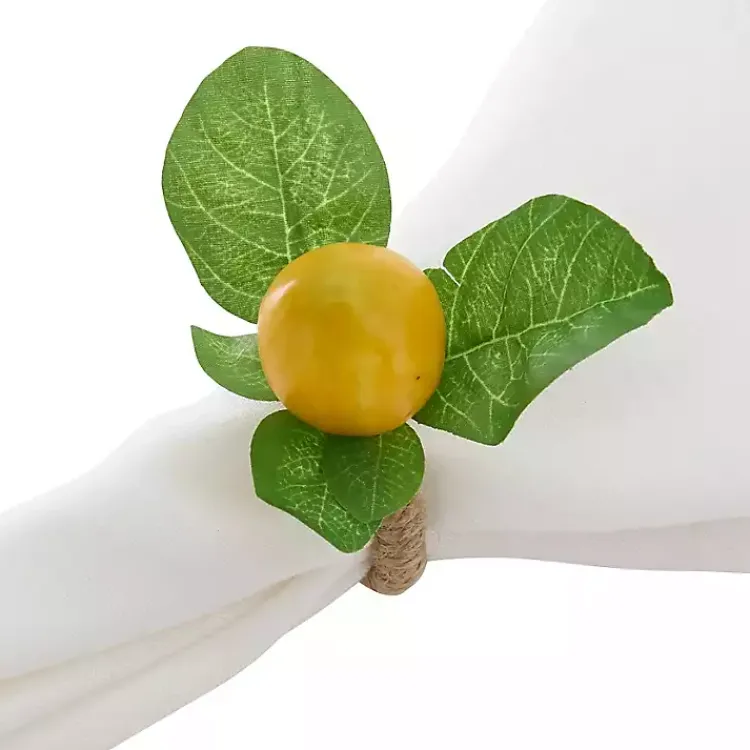 Table Linens-Kirklands Home Lemon Leaf Rope Napkin Rings, Set of 4