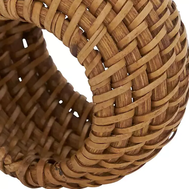 Table Linens-Kirklands Home Hazelnut Woven Rat Napkin Rings, Set of 4 Tan