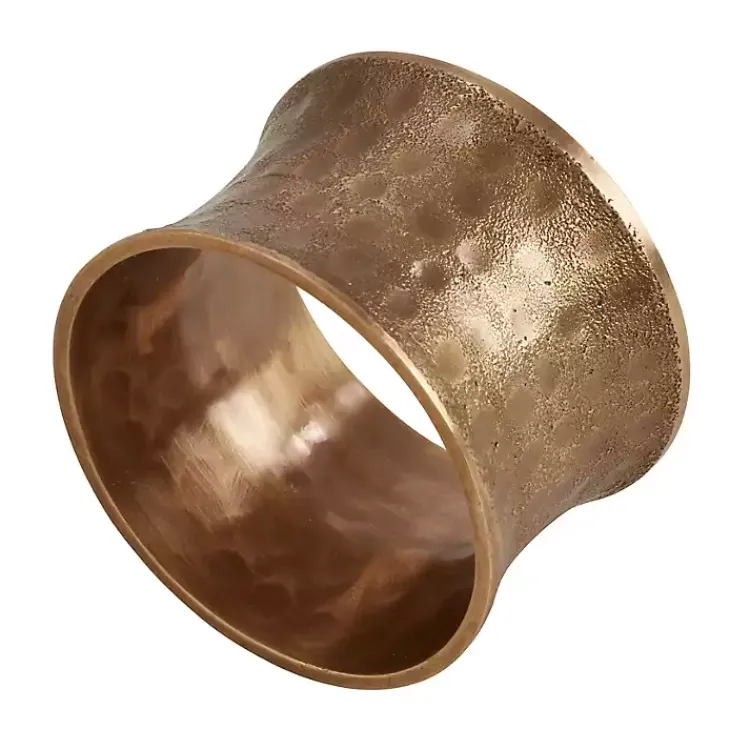 Kitchen Accessories-Kirklands Home Hammered Brass Inverted Napkin Rings, Set of 4 Gold